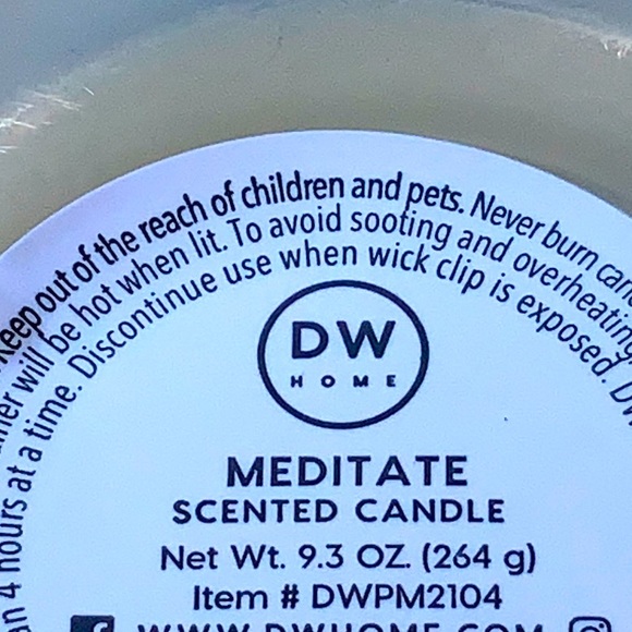 DW HOME CANDLE MEDITATE RICHLY SCENTED NEW 1 WICK NEW 9 oz NEW - Picture 4 of 4